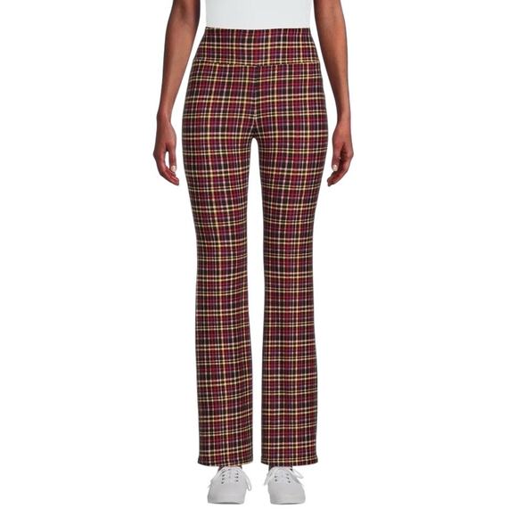 No Boundaries Multi Plaid High Rise Flared T-Shirt Legging Pants Junior Large - Picture 1 of 12